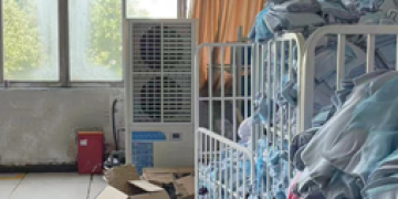 大型廠房車間降溫用蒸發(fā)冷省電空調(diào)和工業(yè)環(huán)?？照{(diào)，制冷降溫效果好